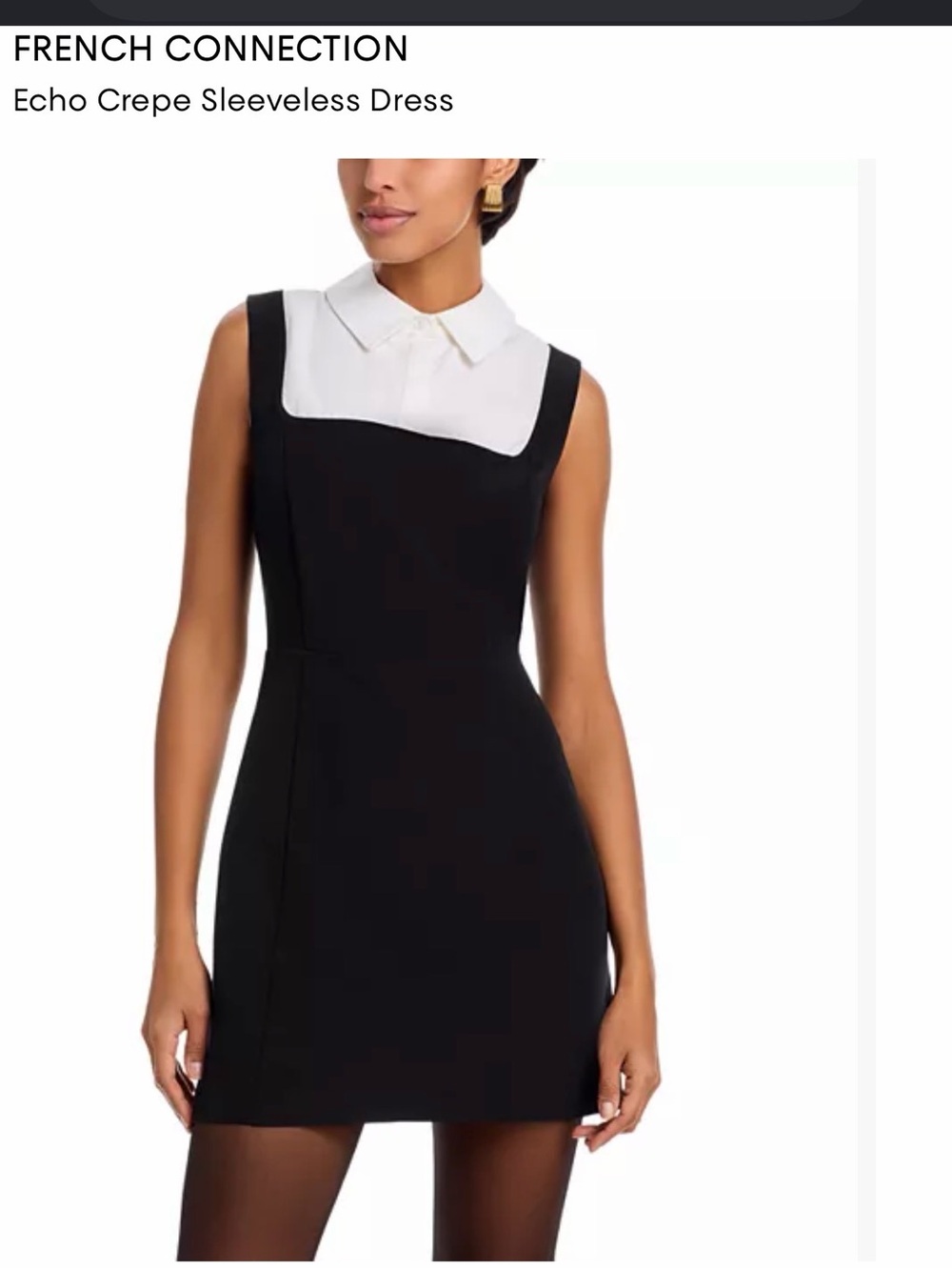 New without Tag 
French Connection Black Mini Dress with White Collar